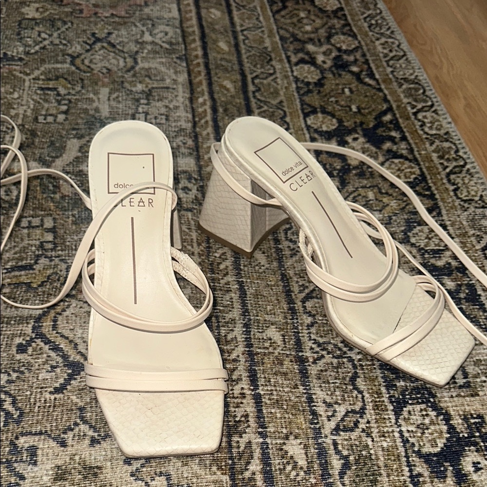 Dolce Vita White Block Heel Sandals